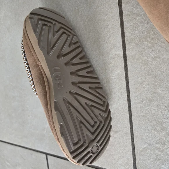 UGG Tasman Tan Sheepskin Slippers with Plush Lining - Picture 2 of 5
